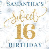 Classic Light Blue 16 . Geburtstag Gold Glitzer Serviette