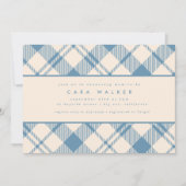 Classic Light Blue Beige Kariert Boy Baby Dusche Einladung (Vorderseite)