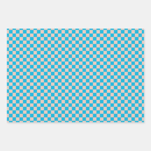 Classic Light Blue, Beige Kariert Geschenkpapier Set (Vorderseite 2)