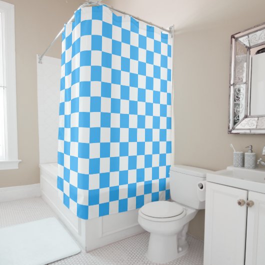 Classic light blue checkerboard  duschvorhang (Beispiel)