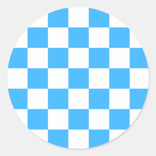 Classic light blue checkerboard  runder aufkleber (Vorderseite)