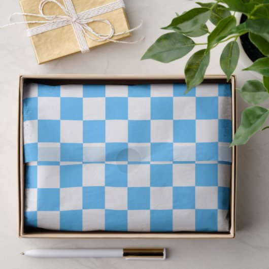 Classic light blue checkerboard  seidenpapier (Geschenk)