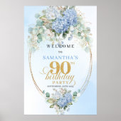 Classic Light Blue Eucalyptus 90 Birthday Welcome Poster (Vorne)