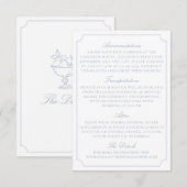 Classic Light Blue Fruit Bowl Wedding Details Card Begleitkarte (Vorne/Hinten)
