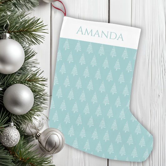 Classic Light Blue Green und White Christmas Kleiner Weihnachtsstrumpf