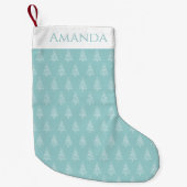 Classic Light Blue Green und White Christmas Kleiner Weihnachtsstrumpf (Vorderseite)