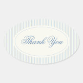 Classic Light Blue Stripes Thank You Wedding Ovaler Aufkleber (Vorderseite)