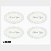 Classic Light Blue Stripes Thank You Wedding Ovaler Aufkleber (Blatt)