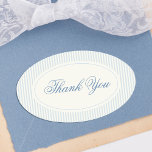 Classic Light Blue Stripes Thank You Wedding Ovaler Aufkleber<br><div class="desc">This classic dusty light blue label complements the Blue Hydrangea Wedding Invitation,  adding a finishing touch to your wedding stationery.</div>