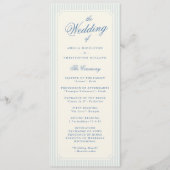 Classic Light Blue Stripes Wedding Programm (Vorderseite)