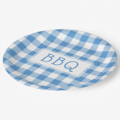 Classic Light Blue White Gingham Pattern GRILLEN P Pappteller (Schrägansicht)