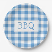 Classic Light Blue White Gingham Pattern GRILLEN P Pappteller (Vorderseite)