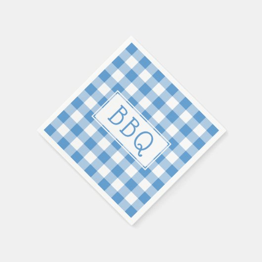 Classic Light Blue White Gingham Pattern GRILLEN P Serviette (Ecke)