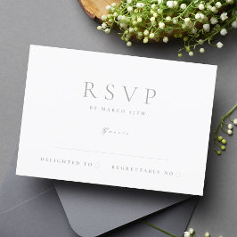 Classic Light Gray Elegante Moderne Hochzeit RSVP Karte