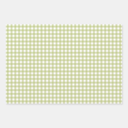 Classic Light Green Gingham Karo Pattern Geschenkpapier Set (Vorderseite)