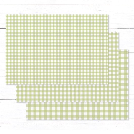 Classic Light Green Gingham Karo Pattern Geschenkpapier Set