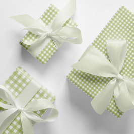 Classic Light Green Gingham Karo Pattern Geschenkpapier Set