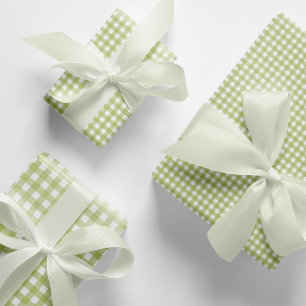 Classic Light Green Gingham Karo Pattern Geschenkpapier Set