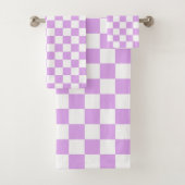 Classic light lavender checkerboard  badhandtuch set (Insitu)