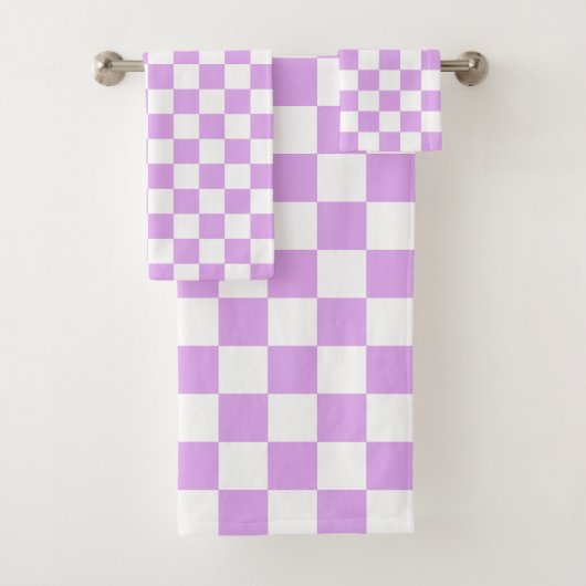 Classic light lavender checkerboard  badhandtuch set (Insitu)