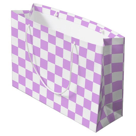 Classic light lavender checkerboard  große geschenktüte (Rückseite Schrägansicht)
