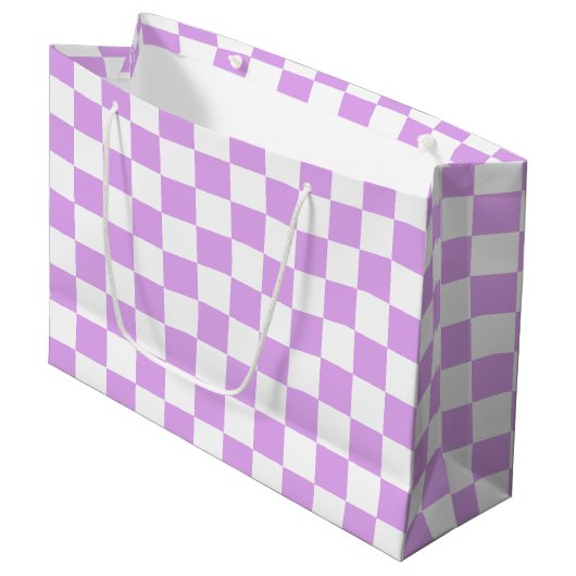 Classic light lavender checkerboard  große geschenktüte (Vorderseite Schrägansicht)