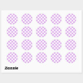 Classic light lavender checkerboard  runder aufkleber (Blatt)