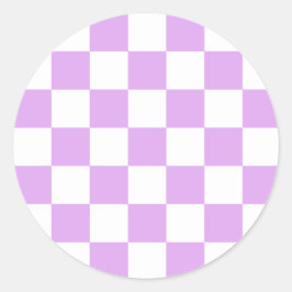 Classic light lavender checkerboard  runder aufkleber