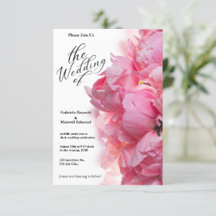 Classic Light Pink Peony Floral Wedding Einladung