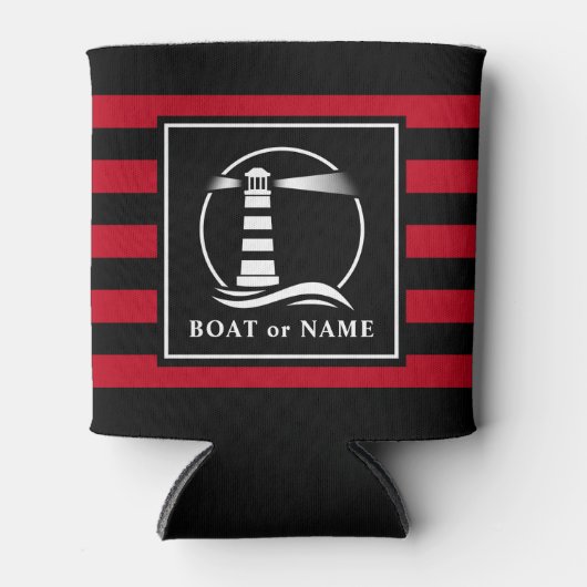 Classic Lighthouse Boat oder Name Marine Red Strip Dosenkühler (Vorderseite)