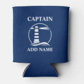 Classic Lighthouse Captain oder Bootsname Navy Blu Dosenkühler (Vorderseite)