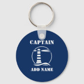 Classic Lighthouse Captain oder Bootsname Navy Blu Schlüsselanhänger (Vorderseite)
