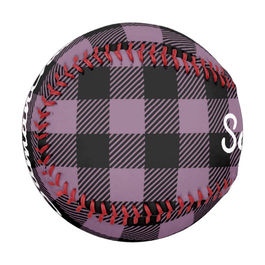 Classic Lila Buffalo Karo Kariert Personalisiert Baseball (Vorderseite Links)