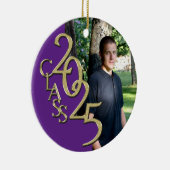 Classic Lila Gold 2025 Graduate Foto Keramik Ornament (Rechts)