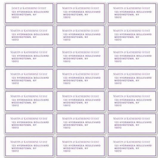 Classic Lila Guest Mailing Labels 21 pro Blatt (Vorderseite)