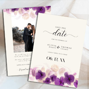 Classic Lila Orchid Modernes, stilvolles Foto Hoch Save The Date