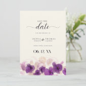 Classic Lila Orchid Modernes, stilvolles Foto Hoch Save The Date (Stehend Vorderseite)