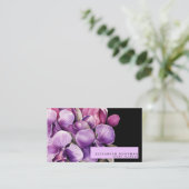 Classic Lila Orchids Black Business Cards Visitenkarte (Stehend Vorderseite)