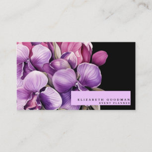 Classic Lila Orchids Black Business Cards Visitenkarte