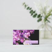 Classic Lila Orchids Black Business Cards Visitenkarte (Stehend Vorderseite)