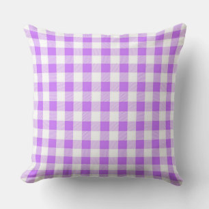 Classic Lilac Gingham Throw Pillow Kissen