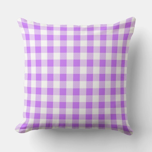 Classic Lilac Gingham Throw Pillow Kissen (Vorderseite)
