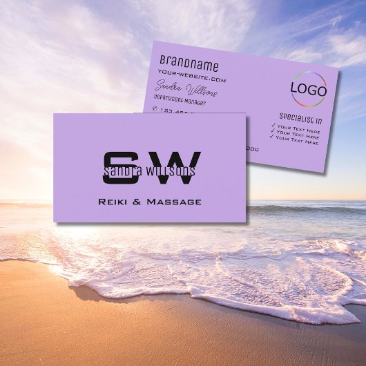 Classic Lilac mit Monogram und Logo Light Lila Visitenkarte