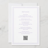 Classic Lilac QR Code Elegant Wedding Einladung (Rückseite)