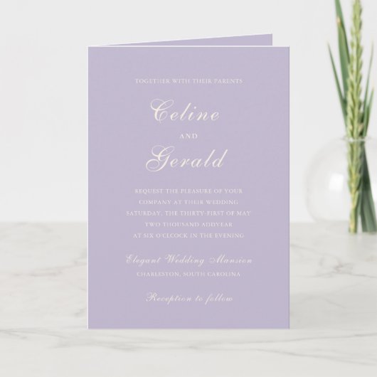 Classic Lilac QR Code Elegant Wedding Einladung (Vorderseite)