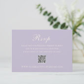 Classic Lilac QR Code Elegant Wedding RSVP Karte (Stehend Vorderseite)