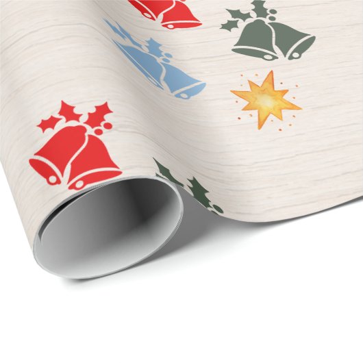 Classic Linen Jingle Bell Star Weihnachten Geschenkpapier (Rolleneckpunkt)