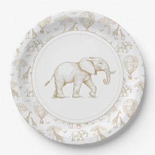 Classic Little Wild One Baby Shower Toile Pappteller