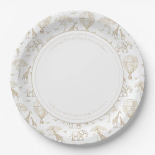 Classic Little Wild One Baby Shower Toile Pappteller