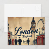 Classic London in Retro Postkarte (Vorne/Hinten)